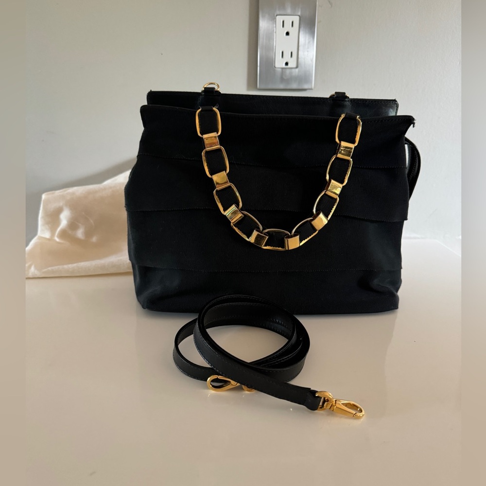 Salvatore Ferragamo black tiered handbag